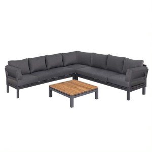 Maze Lounge Outdoor Oslo Aluminium Charcoal Large Corner Group with Teak Coffee Table Maze Lounge Outdoor Oslo Aluminium Charcoal Large Corner Group with Teak Coffee Table