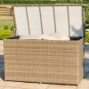 Maze Rattan Garden Furniture Winchester 2 Seat Sofa Set with Firepit Coffee Table