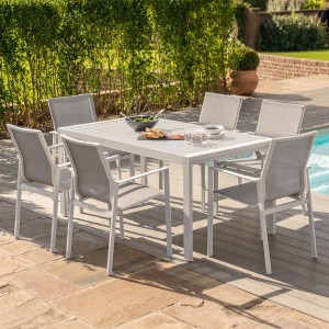 Maze Lounge Outdoor Metal New York White 6 Seat Rectangular Dining Set
