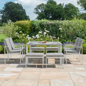 Maze Lounge Outdoor Fabric New York White 9 Piece Cube Set ALU-NY-101030-WH Maze Lounge Outdoor Fabric New York White 9 Piece Cube Set