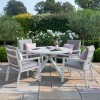 Maze Lounge Outdoor Fabric New York White 4 Seat Round Dining Set