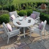 Maze Lounge Outdoor Fabric New York White 4 Seat Round Dining Set