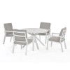 Maze Lounge Outdoor Fabric New York White 4 Seat Round Dining Set