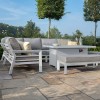 Maze Lounge Outdoor New York Aluminium White Corner Dining Set With Fire Pit Table