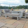 Maze Lounge Outdoor New York Aluminium White Corner Dining Set With Fire Pit Table