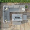 Maze Lounge Outdoor New York Aluminium White Corner Dining Set With Fire Pit Table