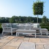 Maze Lounge Outdoor Fabric New York White Corner Dining Set with Rising Table