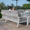 Maze Lounge Outdoor Fabric New York White U-Shaped Sofa Set with Fire Pit Table