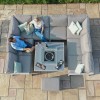 Maze Lounge Outdoor Fabric New York White U-Shaped Sofa Set with Fire Pit Table