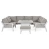 Maze Lounge Outdoor Fabric New York White U-Shaped Sofa Set with Fire Pit Table