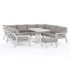 Maze Lounge Outdoor Fabric New York White U-Shaped Sofa Set with Rising Table