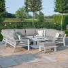 Maze Lounge Outdoor Fabric New York White U-Shaped Sofa Set with Rising Table