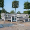 Maze Lounge Outdoor Fabric New York White U-Shaped Sofa Set with Rising Table