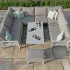 Maze Lounge Outdoor Fabric New York White U-Shaped Sofa Set with Rising Table