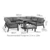 Maze Lounge Outdoor Fabric New York White U-Shaped Sofa Set with Rising Table