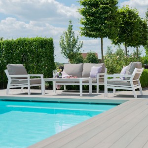 Maze Lounge Outdoor Fabric New York White 2 Seat Sofa Set ALU-NY-402010-WH Maze Lounge Outdoor New York Aluminium White 2 Seat Sofa Set