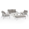 Maze Lounge Outdoor Fabric New York White 2 Seat Sofa Set with Rising Table