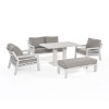 Maze Lounge Outdoor Fabric New York White 2 Seat Sofa Set with Rising Table