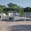 Maze Lounge Outdoor Fabric New York White 2 Seat Sofa Set with Rising Table