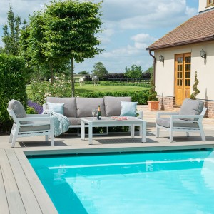 Maze Lounge Outdoor Fabric New York White 3 Seat Sofa Set ALU-NY-403010-WH Maze Lounge Outdoor Fabric New York White 3 Seat Sofa Set