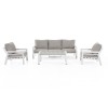 Maze Lounge Outdoor Fabric New York White 3 Seat Sofa Set