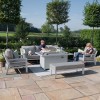 Maze Lounge Outdoor New York Aluminium White 3 Seat Sofa Dining Set with Fire Pit Table