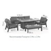 Maze Lounge Outdoor New York Aluminium White 3 Seat Sofa Dining Set with Fire Pit Table