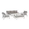 Maze Lounge Outdoor Fabric New York White 3 Seat Sofa Set with Rising Table