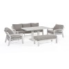 Maze Lounge Outdoor Fabric New York White 3 Seat Sofa Set with Rising Table