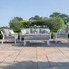 Maze Lounge Outdoor Fabric New York White 3 Seat Sofa Set with Rising Table