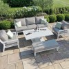 Maze Lounge Outdoor Fabric New York White 3 Seat Sofa Set with Rising Table