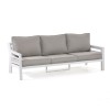 Maze Lounge Outdoor Fabric New York White 3 Seat Sofa Set with Rising Table