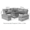Maze Rattan Garden Furniture Santorini Grey Deluxe Corner Dining Set with Fire Pit Table
