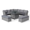 Maze Rattan Garden Furniture Santorini Grey Deluxe Corner Dining Set with Fire Pit Table