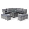 Maze Rattan Garden Furniture Santorini Grey Deluxe Corner Dining Set with Fire Pit Table