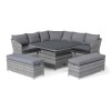 Maze Rattan Garden Furniture Santorini Grey Deluxe Corner Dining Set with Rising Table