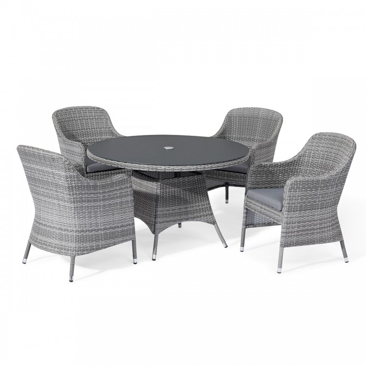 Maze Rattan Garden Furniture Santorini Grey 4 Seat Round Dining Set