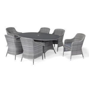 Maze Rattan Garden Furniture Santorini Grey 6 Seat Oval Dining Set SAN-DN-6SOV Maze Rattan Garden Furniture Santorini Grey 6 Seat Oval Dining Set