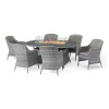 Maze Rattan Garden Furniture Santorini Grey 6 Seat Oval Fire Pit Dining Set