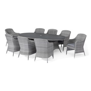 Maze Rattan Garden Furniture Santorini Grey 8 Seat Oval Dining Set SAN-DN-8SOV Maze Rattan Garden Furniture Santorini Grey 8 Seat Oval Dining Set