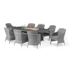 Maze Rattan Garden Furniture Santorini Grey 8 Seat Oval Fire Pit Dining Set