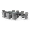 Maze Rattan Garden Furniture Santorini Grey 8 Seat Oval Fire Pit Dining Set