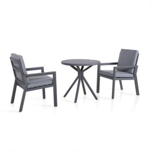 Maze Lounge Outdoor New York Aluminium Grey 3 Piece Bistro Set Maze Lounge Outdoor New York Aluminium Grey 3 Piece Bistro Set