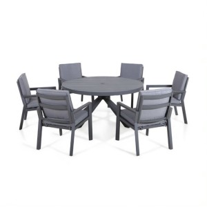 Maze Lounge Outdoor Fabric New York Grey 6 Seat Round Dining Set Maze Lounge Outdoor Fabric New York Grey 6 Seat Round Dining Set