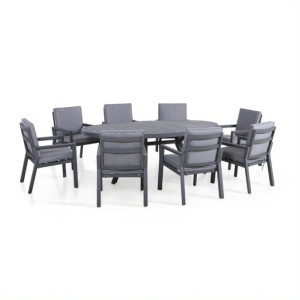 Maze Lounge Outdoor Fabric New York Grey 8 Seat Oval Dining Set Maze Lounge Outdoor Fabric New York Grey 8 Seat Oval Dining Set