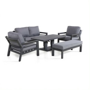 Maze Lounge Outdoor Fabric New York Grey 2 Seat Sofa Set with Rising Table Maze Lounge Outdoor Fabric New York Grey 2 Seat Sofa Set with Rising Table