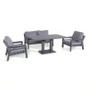 Maze Lounge Outdoor Fabric New York Grey 2 Seat Sofa Set with Rising Table