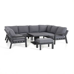 Maze Lounge Outdoor Fabric New York Grey U Shaped Sofa Set with Rising Table Maze Lounge Outdoor Fabric New York Grey U Shaped Sofa Set with Rising Table
