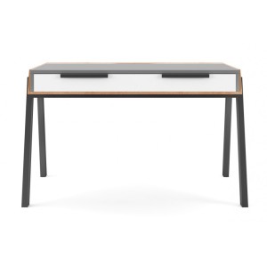 Alphason Furniture Geneva Grey and White 2 Drawers Writing Desk with Cable Storage Alphason Furniture Geneva Grey and White 2 Drawers Writing Desk with Cable Storage