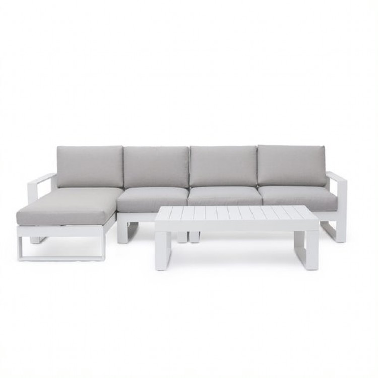Maze Lounge Outdoor Amalfi White Chaise Sofa Set 